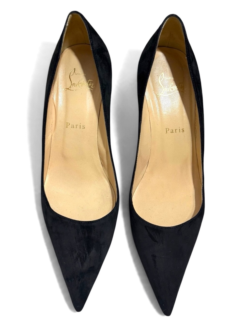 Christian Louboutin Black Suede Pointed-Toe Stiletto Pumps Size 37